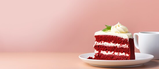 Canvas Print - A table adorned with a delectably moist homemade red velvet cake on a plate