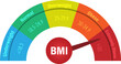 © Kate3155 - BMI Body Mass Index level chart. Infographic of obesity medical scale with arrow. Medical and healthcare concept.