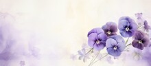 A Manipulated Photo Featuring Retro Paper Background And Decorative Purple Pansies Resembling Fake Watercolor