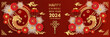 Happy chinese new year 2024 year of dragon vector illustration background poster