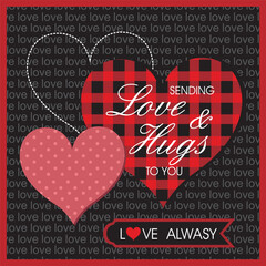 Canvas Print - valentines background with hearts and lettering