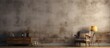 © AkuAku - A three dimensional representation of the inside of a room designed to appear realistic featuring a backdrop of furniture against a grunge wall Can be utilized in photo edits or as a virtua