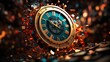 © Wirestock - Striking clock symbolizing time's march set against a vibrant background, AI-generated.