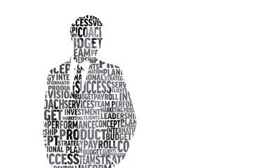 Poster - Digital png illustration of silhouette of man with texts on transparent background