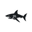 Schwarzweiß-Illustration eines Haifischs mit offenem Maul