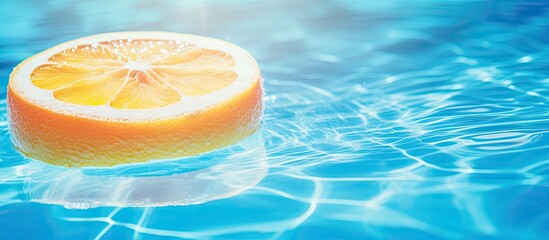 Wall Mural - Enjoy a refreshing and delicious drink made with ice and freshly squeezed lemon on a fun inflatable donut float at the swimming pool Experience a relaxing and rejuvenating time during your 