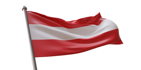 Wall Mural - Austria flag waving isolated on white transparent background, PNG. 