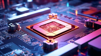 Poster - Close-up of Silicon Die are being Extracted from Semiconductor Wafer and Attached to Substrate by Pick and Place Machine. Computer Chip Manufacturing at Fab. Semiconductor Packaging Pr : Generative AI