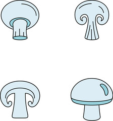 Canvas Print - Champignon mushroom icons set. Outline illustration of 4 champignon mushroom vector icons thin line color flat on white