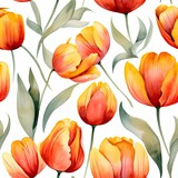 Fototapeta Tulipany - Seamless flowers illustration, created by AI.