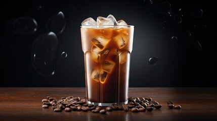 Leinwandbilder - Iced coffee with poured cream isolated on white background