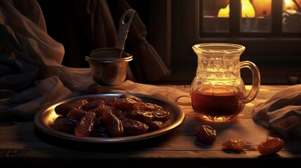 Poster - Dried dates and Arabic tea are a prominent feature of the hospitality to be expected in Arabia