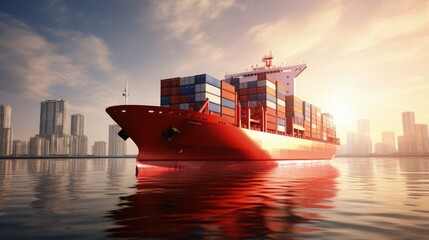 Poster - Container Cargo freight ship for Logistic Import Export