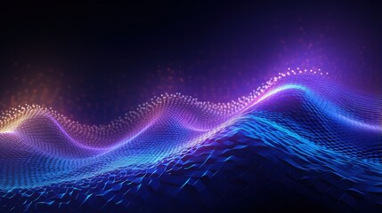 Aufkleber - Abstract wave of dots in blue and purple tones. Equalizer for music. 3D .