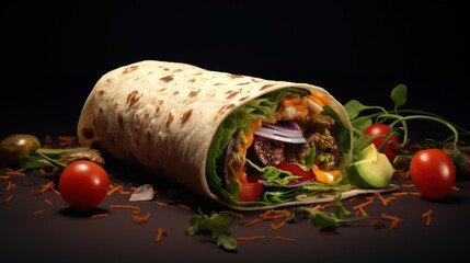 Sticker - Vegan tortilla wrap, roll with grilled vegetables.