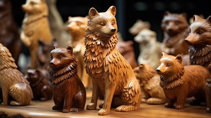 Animals wooden figurines handmade, Animal wooden carved, wood carving craft.