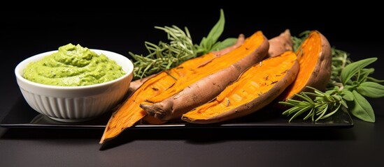 Sticker - Pesto sauce accompanies a delicious serving of sweet potato