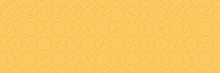 Abstract yellow circle pattern seamless design, modern geometric swirl summer sun background, luxury radial repetition texture, premium decor vector art.