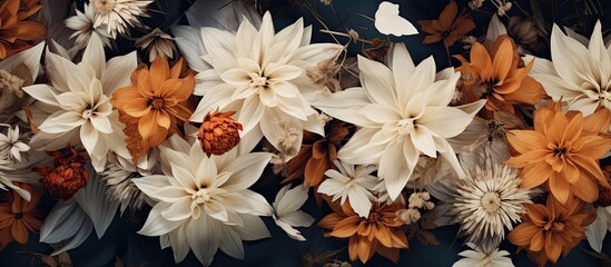 Poster - A seamless pattern with a digital photo manipulation style featuring a floral nature motif
