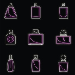 Poster - fragrance bottles aroma flavor perfume icons set. outline illustration of 9 fragrance bottles aroma 