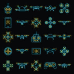 Poster - drone delivery camera quadcopter icons set. outline illustration of 25 drone delivery camera quadcop