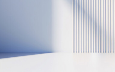 Poster - Empty room with shadow on the striped line light blue wall background. High quality photo