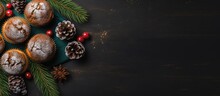 A Top Down View Of A Christmas Card Featuring A Festive Tree Muffins And Ample Space For Your Personalized Greetings