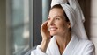 © Marko - FILE #:  436721823 Preview Crop Find SimilarDIMENSIONS6000 x 4000pxFILE TYPEJPEGCATEGORYPeopleLICENSE TYPEStandard or ExtendedHappy smiling gorgeous middle aged woman wearing bathrobe an