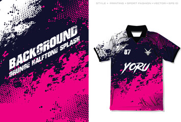 sublimation jersey shirt design vector template background grunge brush halftone pink white splash splatter paint steel  texture