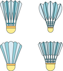 Poster - shuttlecock equipment icon set. outline set of shuttlecock equipment vector icons thin line color fl