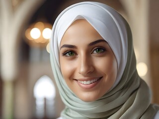 portrait of a Muslim woman in a mosque