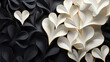 Leinwandbild Motiv 3D abstract white and black hearts as wallpaper background illustration