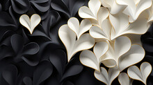 3D Abstract White And Black Hearts As Wallpaper Background Illustration