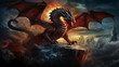Mad dragon destroying the world.
