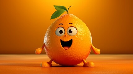 Poster - a cartoon orange with a face and legs