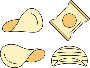 Wall Mural - Chips icon set. Outline set of chips vector icons thin line color flat on white