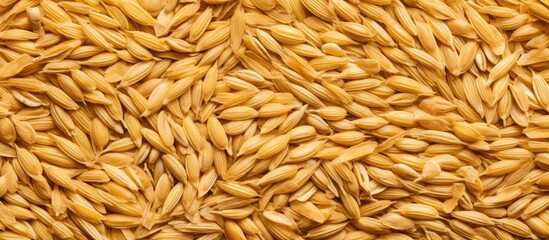 Poster - Close up of a background with natural oat grains featuring a golden grain