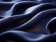 Navy non-woven fabric surface showcasing holes in the fiber and pores, displaying the texture of polypropylene fabric.