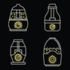 Poster - home humidifier icon set. outline set of home humidifier vector icons neon color on black