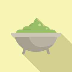 Canvas Print - Steel wasabi pot icon flat vector. Stem eating dinner. Asian fresh healthy food