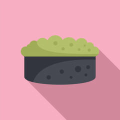 Poster - Eating asian sushi healthy icon flat vector. Herb cuisine herb. Japan diet natural