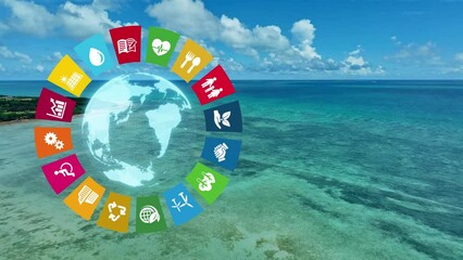 Sticker - Environmental technology concept. Ocean resources. Sustainable development goals. SDGs.
