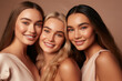 © Denis - Multicultural group of young women  smiling together at camera, models