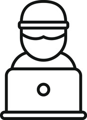 Poster - anonymous laptop user icon outline vector. mark person. avatar face profile