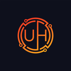 Creative Professional logo design initials letter UH concept circle maze technology vector template