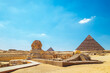 Pyramid of Khafre, Pyramid of Mikerin and the Great Sphinx.