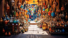 The Traditional Moroccan Souk In The Old Medina