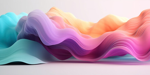 Wall Mural - Abstract pastel colors 3d background. 3d wave banner. Abstract three-dimensional background in soft pastel colors