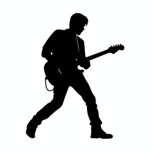 Guitarist Black Icon On White Background. Guitarist Silhouette