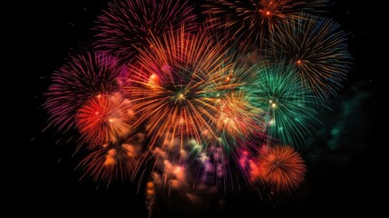 Fototapete - Colorful fireworks exploding in a night sky mesmerizing display with vivid streaks of light and vibrant patterns photography